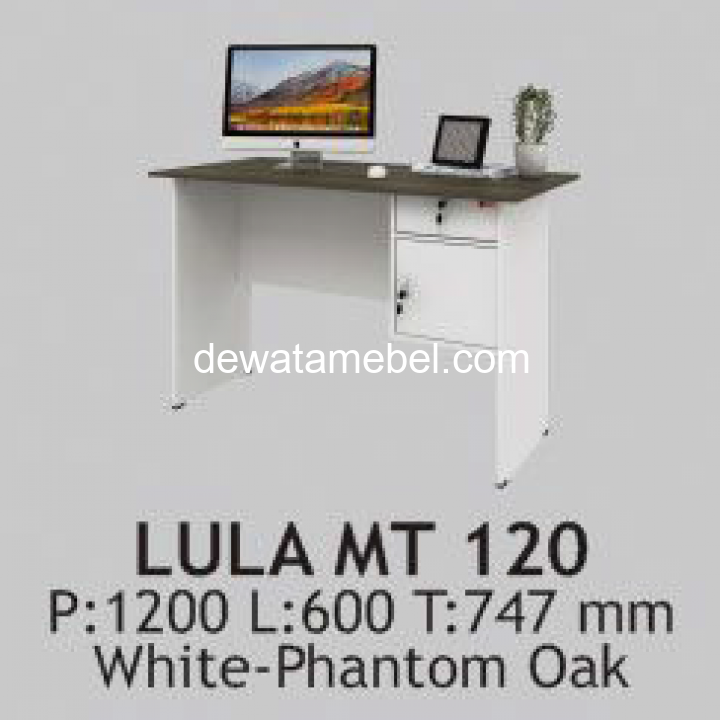 Meja Kantor Activ Lula Mt 120 White Phantom Oak Dewata Mebel